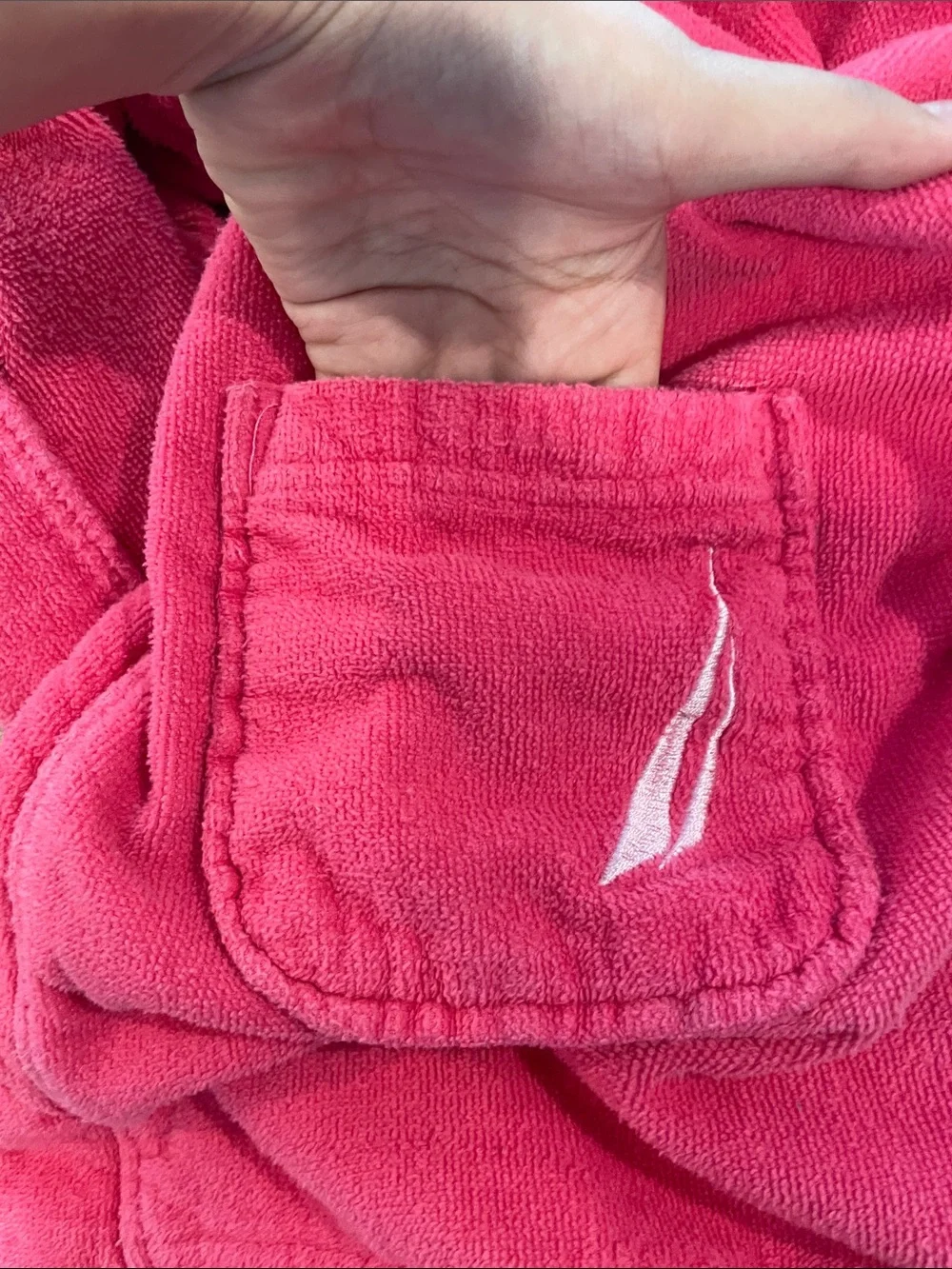 Nautica Bright Pink Hooded Kids Robe with Character Face